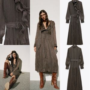 Zara printed dress with belt.